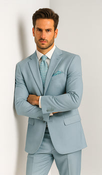 Men'S Multi-Stage Party Available In 2 Or Three ~ 3 Buttons Style Regular Classic Cut Cheap Priced Business Suits Clearance Sale Collection Light Blue ~ Sky Baby Blue - Image 8
