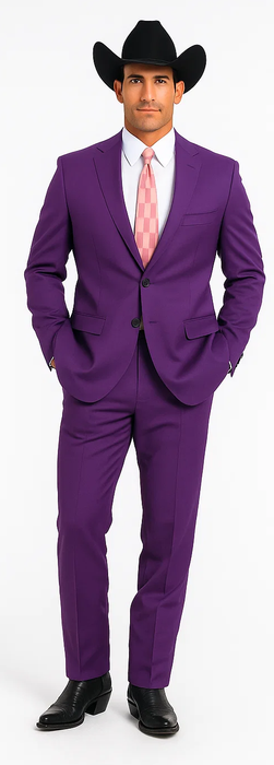 Men's Multi-Stage Party Cheap Priced Business Suit Clearance Sale Collection Purple Slim Fitted