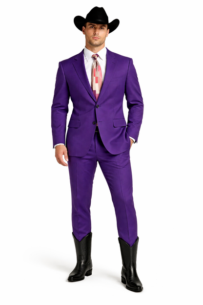 Men's Multi-Stage Party Business Suit Clearance Sale Collection Purple Slim Fitted