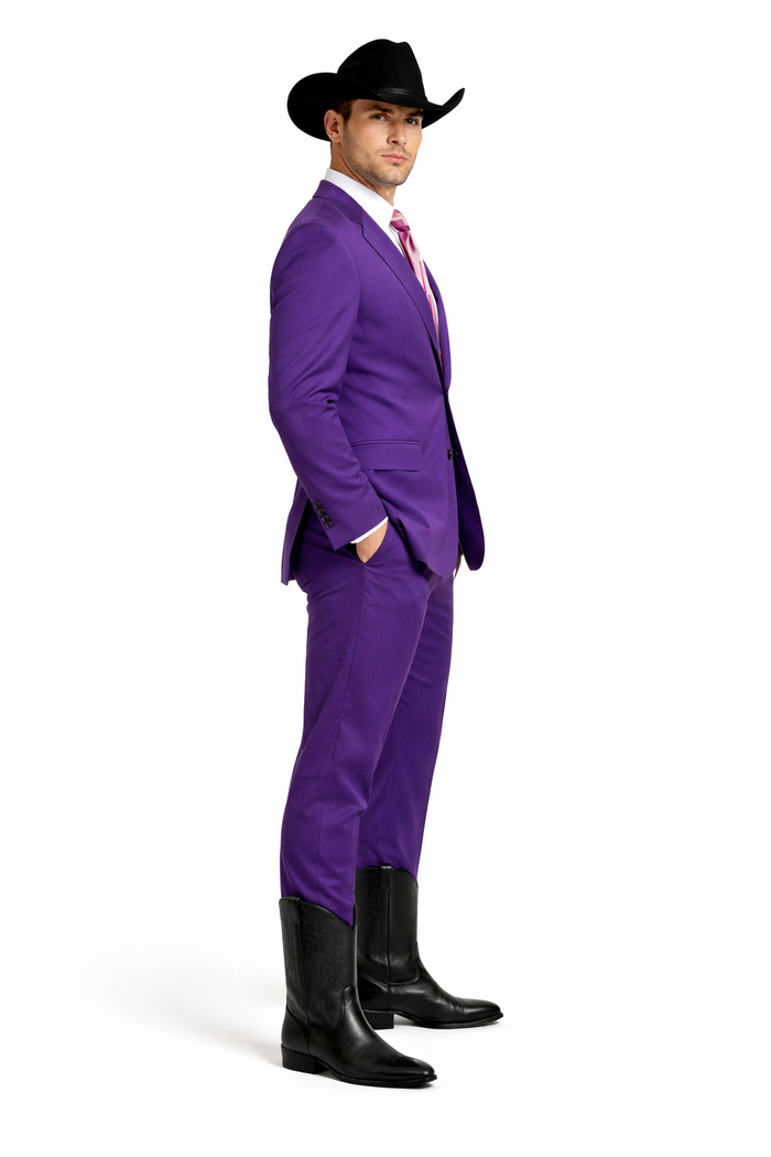 Men's Multi-Stage Party Business Suit Clearance Sale Collection Purple Slim Fitted