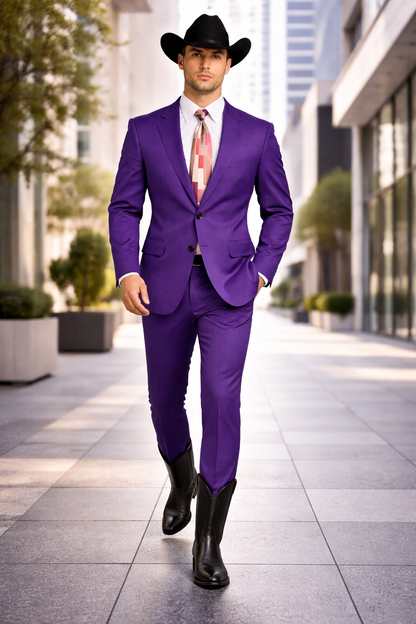 Men's Multi-Stage Party Business Suit Clearance Sale Collection Purple Slim Fitted
