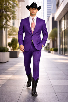 Men's Multi-Stage Party Cheap Priced Business Suit Clearance Sale Collection Purple Slim Fitted