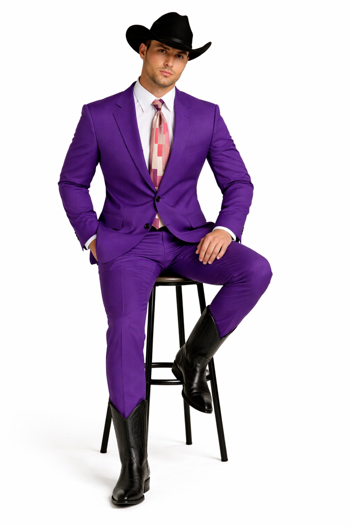 Men's Multi-Stage Party Business Suit Clearance Sale Collection Purple Slim Fitted