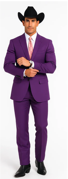 Men's Multi-Stage Party Cheap Priced Business Suits Clearance Sale Collection Purple Slim Fitted Suit
