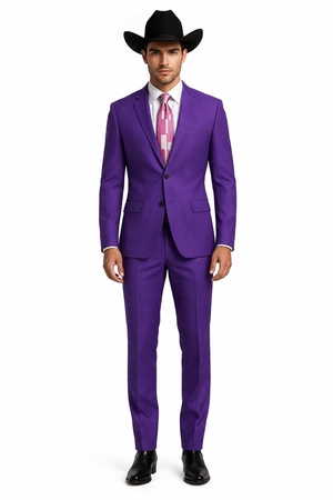 Men's Multi-Stage Party Business Suits Clearance Sale Collection Purple Slim Fitted Suit