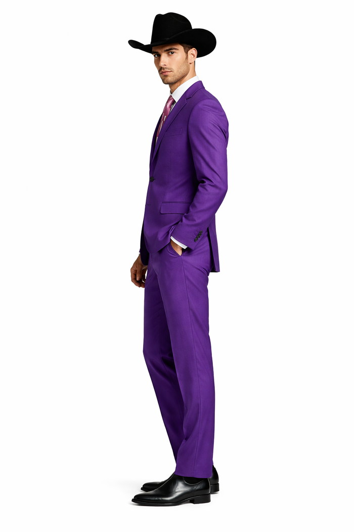 Men's Multi-Stage Party Business Suits Clearance Sale Collection Purple Slim Fitted Suit