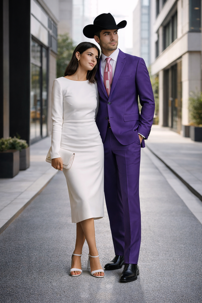 Men's Multi-Stage Party Business Suits Clearance Sale Collection Purple Slim Fitted Suit