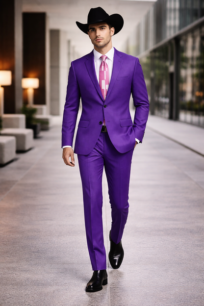 Men's Multi-Stage Party Business Suits Clearance Sale Collection Purple Slim Fitted Suit