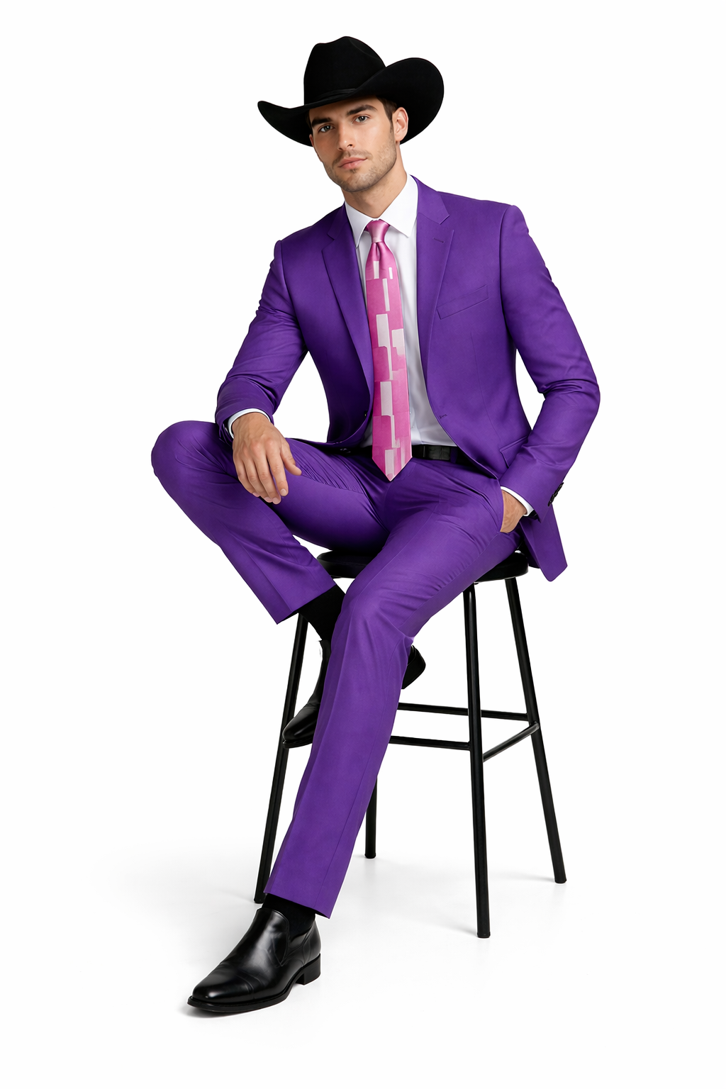 Men's Multi-Stage Party Business Suits Clearance Sale Collection Purple Slim Fitted Suit