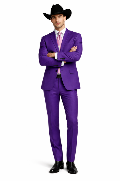 Men's Multi-Stage Party Business Suits Clearance Sale Collection Purple Slim Fitted Suit
