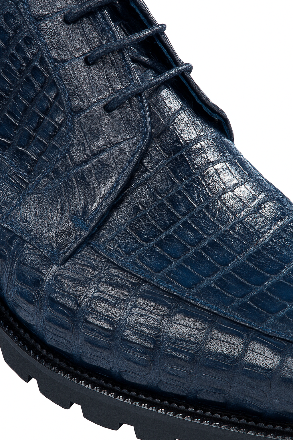 Navy Genuine Caiman Crocodile Belly Ankle Boot by Alligator Warehouse