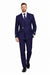 Men’s Navy Blue Double Breasted Wool Suit with Signature Buckle Closure Designer Tailored Fit