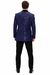 Men’s Navy Floral Jacquard Tuxedo Jacket – Double Breasted Blazer with Black Shawl Lapel