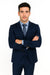 Men’s Navy Modern Fit 3-Piece Vested Suit – Premium Formal Wear for Weddings & Business