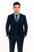 Men’s Navy Modern Fit 3-Piece Vested Suit – Premium Formal Wear for Weddings & Business