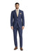 Modern Fit Summer 2 Piece 2 Button Suit Striped Seersucker in Navy