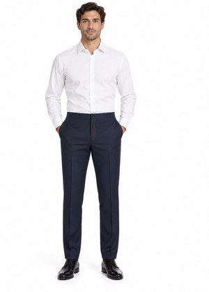 Men'S Navy Wool Blend Tuxedo Pants