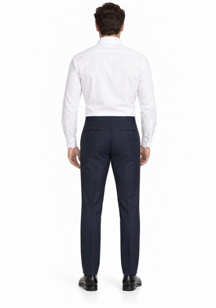 Men'S Navy Wool Blend Tuxedo Pants