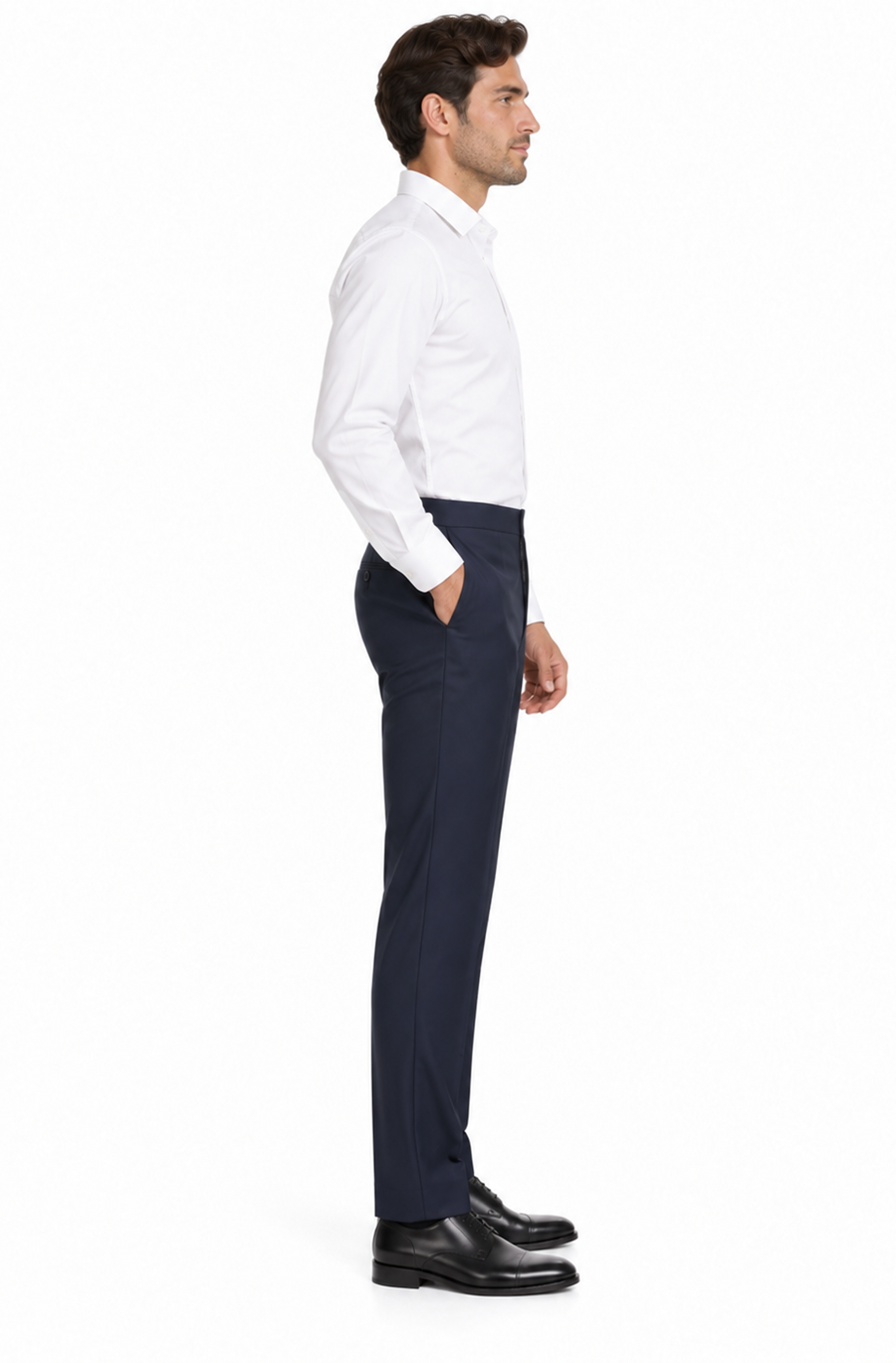 Men'S Navy Wool Blend Tuxedo Pants