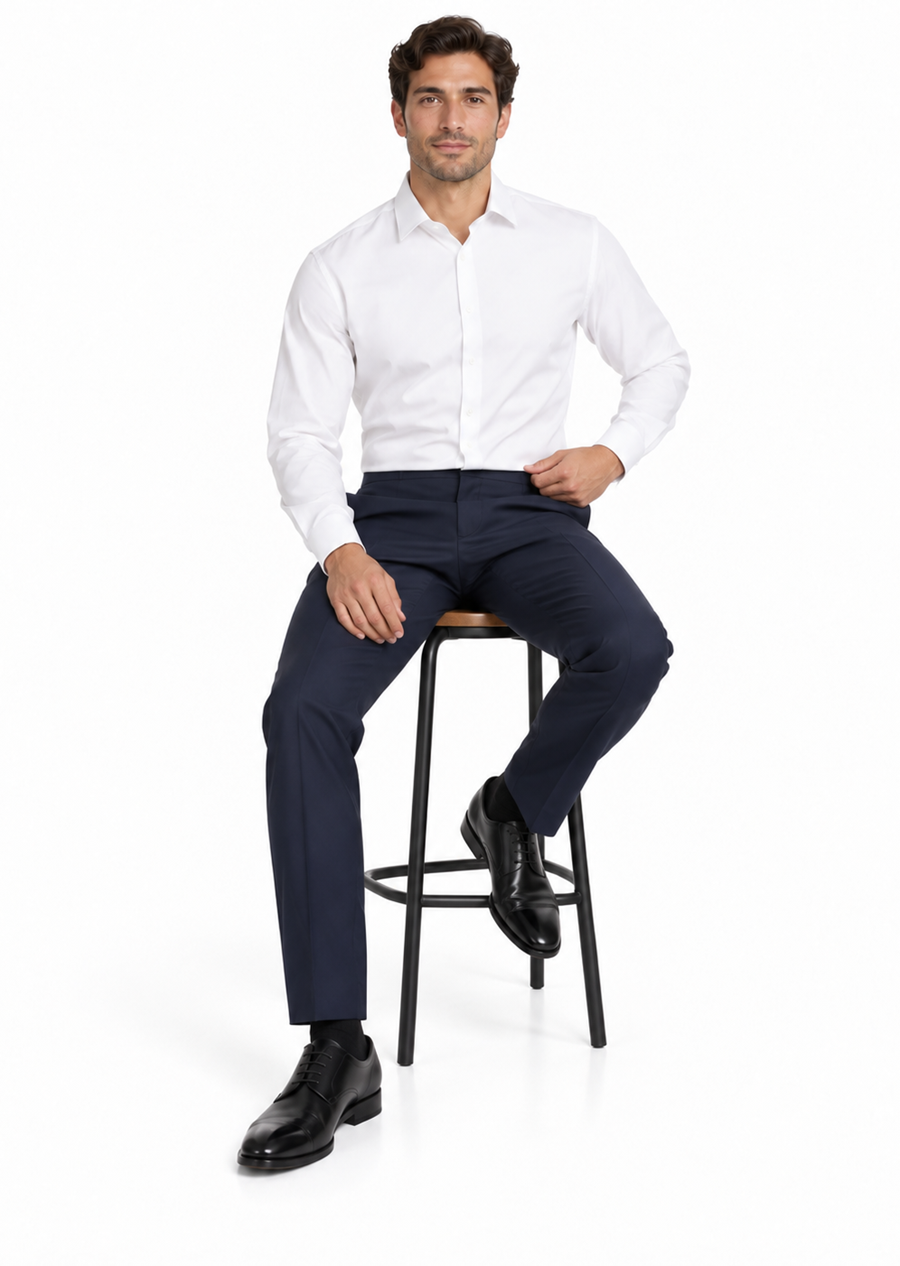 Men'S Navy Wool Blend Tuxedo Pants
