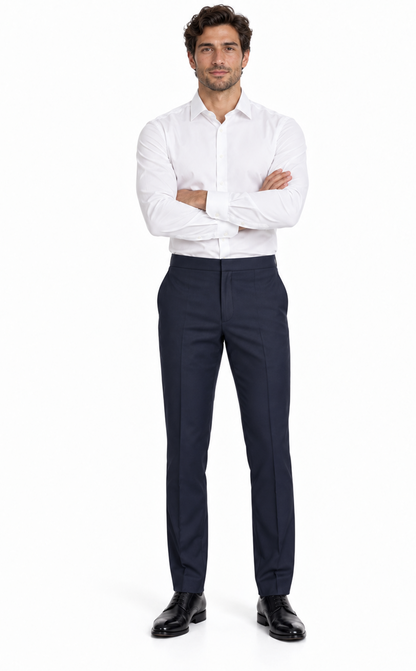 Men'S Navy Wool Blend Tuxedo Pants