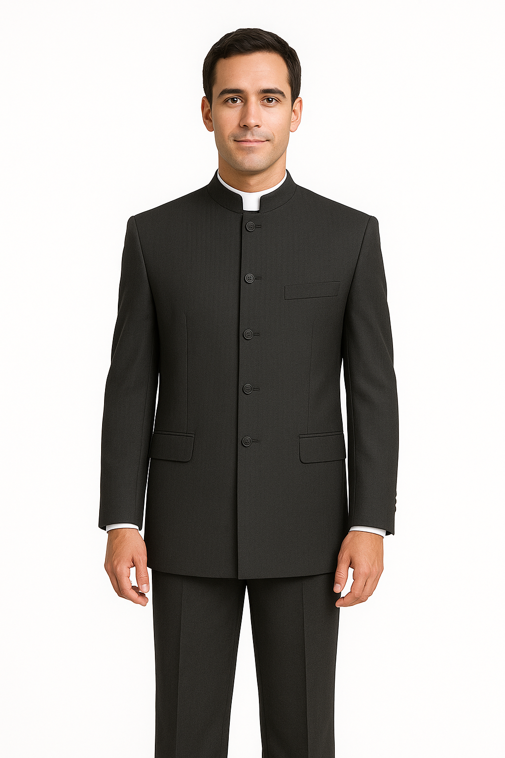 Men's Suit Mandarin Collar Black Pinstripe 5 Button Chinese Nehru Banded Collar Style Three Piece Low Priced Fashion Outfits Suits