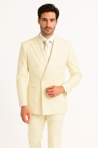 Men's Off White 2pc Double Breasted Suits Dress Suit