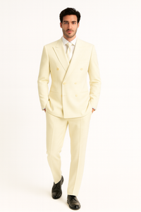 Men's Off White 2pc Double Breasted Suits Dress Suit