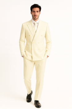 Men's Off White 2pc Double Breasted Suits Dress Suit - Image 6