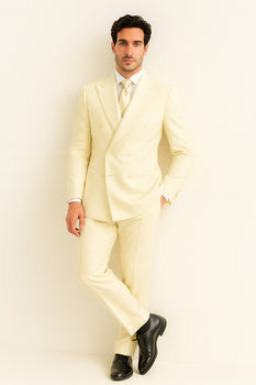 Men's Off White 2pc Double Breasted Suits Dress Suit - Image 8