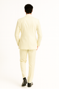 Men's Off White 2pc Double Breasted Suits Dress Suit