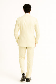 Men's Off White 2pc Double Breasted Suits Dress Suit - Image 2