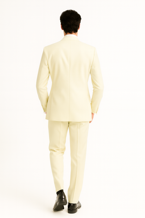 Men's Off White 2pc Double Breasted Suits Dress Suit