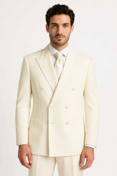 Men's Off White 2pc Double Breasted Suits Dress Suit