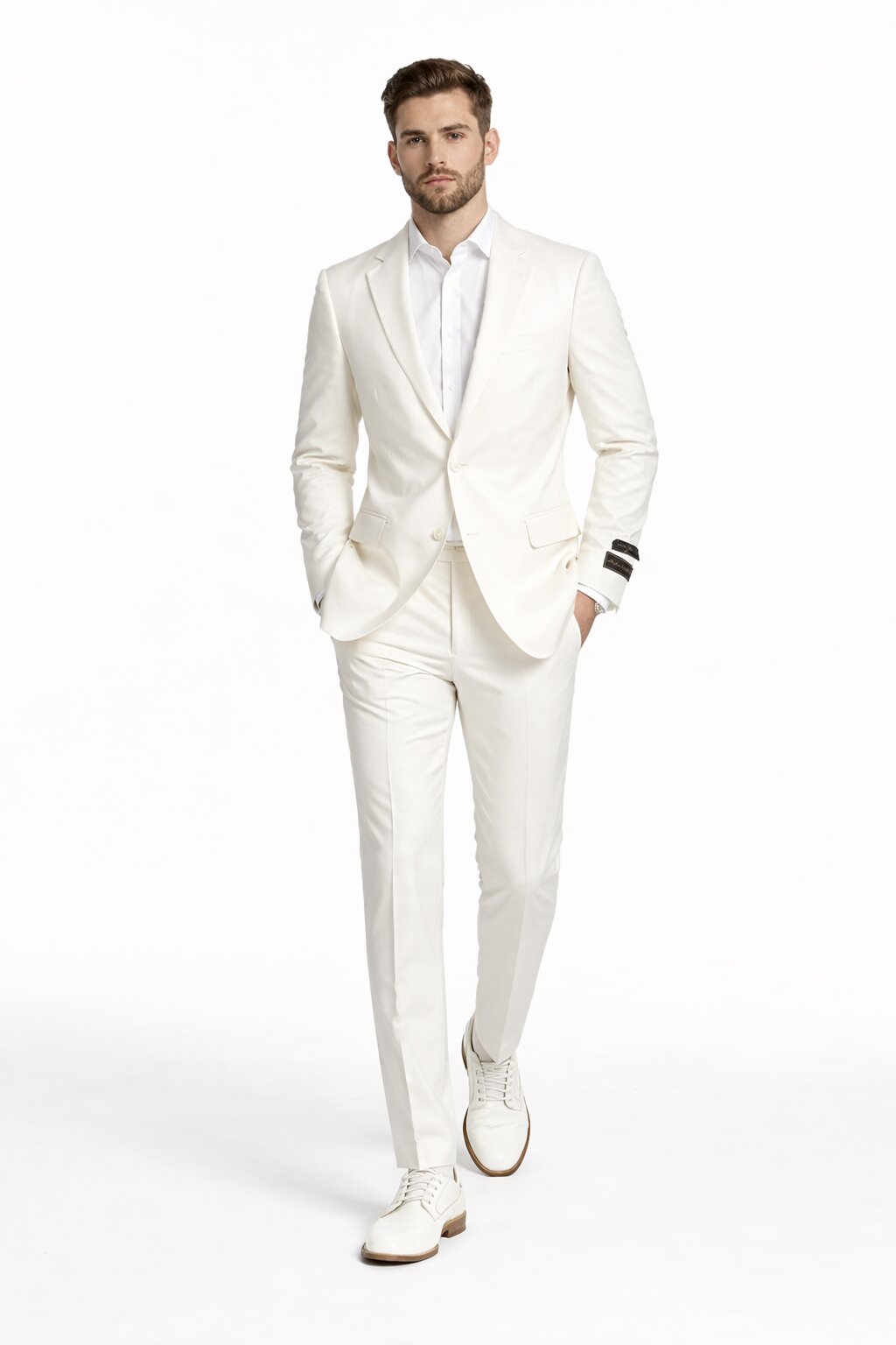 Novello Off-white, Modern Fit, Pure Wool Suit by Tiglio Luxe OFFWHITE
