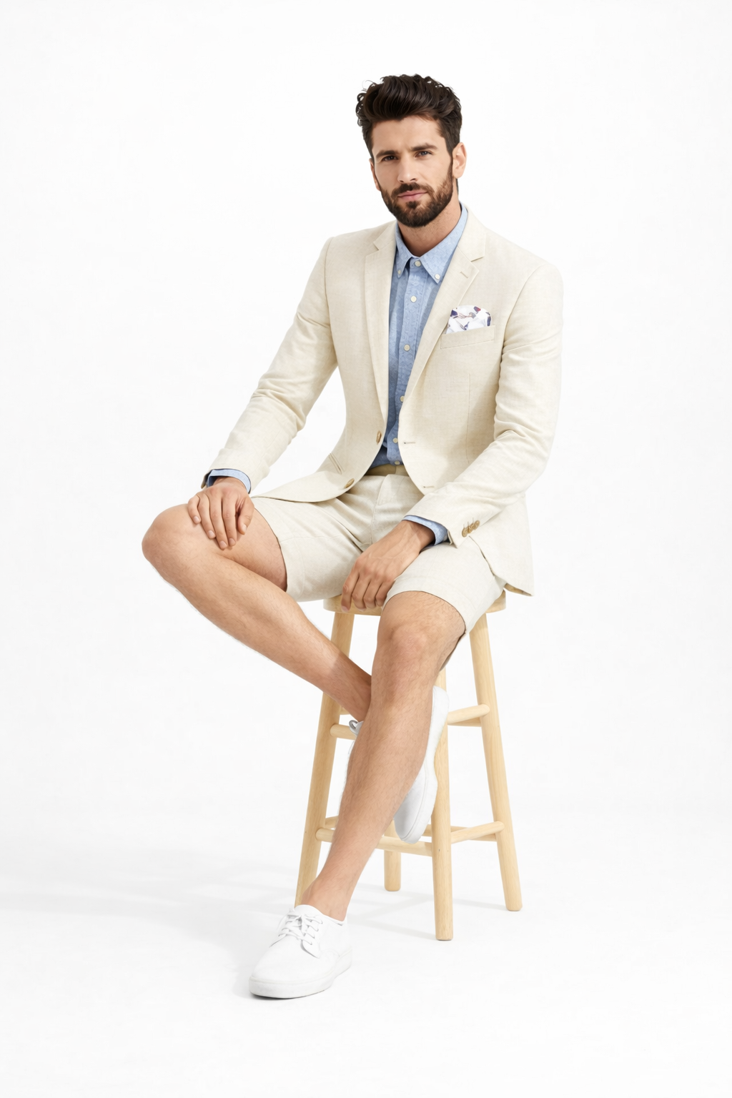 Men's Off white ~ Ivory Slim Fit Summer Business Suits - Image 4