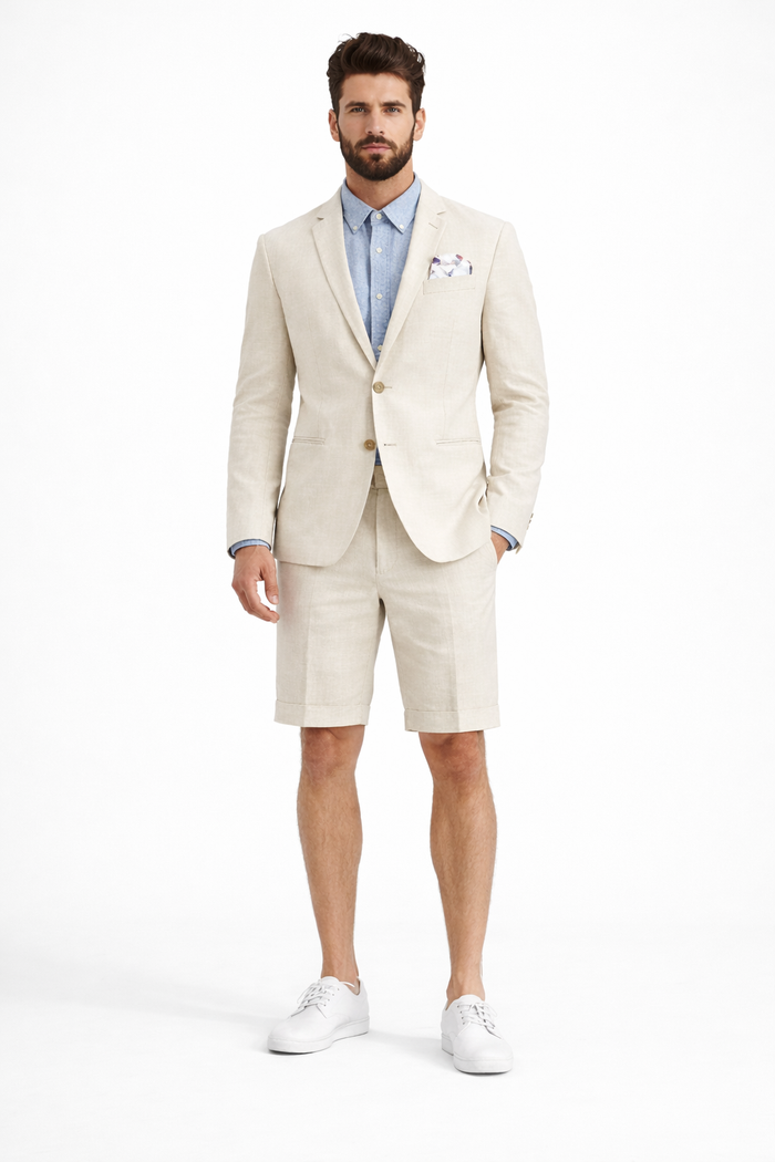 Men's Off white ~ Ivory Slim Fit Summer Business Suits - Image 6