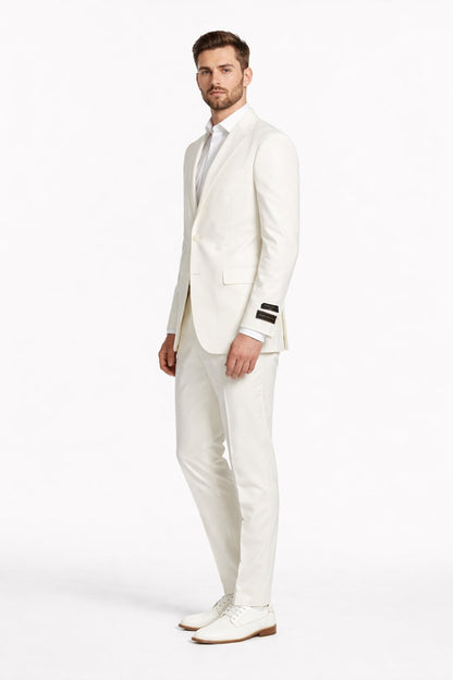 Novello Off-white, Modern Fit, Pure Wool Suit by Tiglio Luxe OFFWHITE