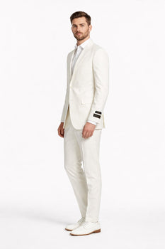 Novello Off-white, Modern Fit, Pure Wool Suit by Tiglio Luxe OFFWHITE