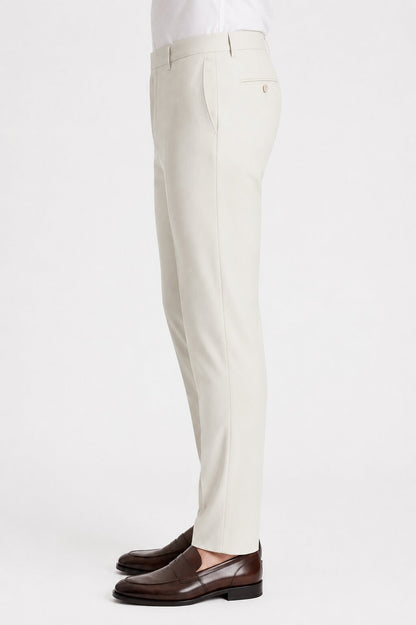 Offwhite Flat Front Wool Dress Pant 2560 by Tiglio Luxe