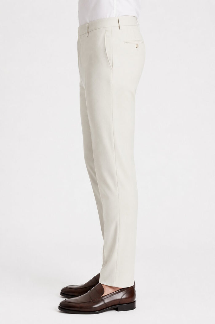 Offwhite Flat Front Wool Dress Pant 2560 by Tiglio Luxe