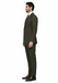 Men'S Olive Green Double Breasted Suits Side Vented Peak Lapel Suit - 6 On 3 Buttons Unique Style With Pleated Pants