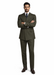 Men'S Olive Green Double Breasted Suits Side Vented Peak Lapel Suit - 6 On 3 Buttons Unique Style With Pleated Pants