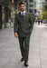 Men'S Olive Green Double Breasted Suits Side Vented Peak Lapel Suit - 6 On 3 Buttons Unique Style With Pleated Pants