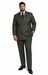 Men'S Olive Green Double Breasted Suits Side Vented Peak Lapel Suit - 6 On 3 Buttons Unique Style With Pleated Pants