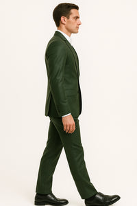 Mens Olive Slim Fit Faux Leather Suit – 1 Button Notch Lapel