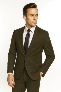 Giorgio Fiorelli Suit Men's Solid Olive Suit - Image 3