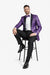 Mens One Button Black and Purple Tuxedo Smoking Jacket Blazer