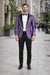 Mens One Button Black and Purple Tuxedo Smoking Jacket Blazer