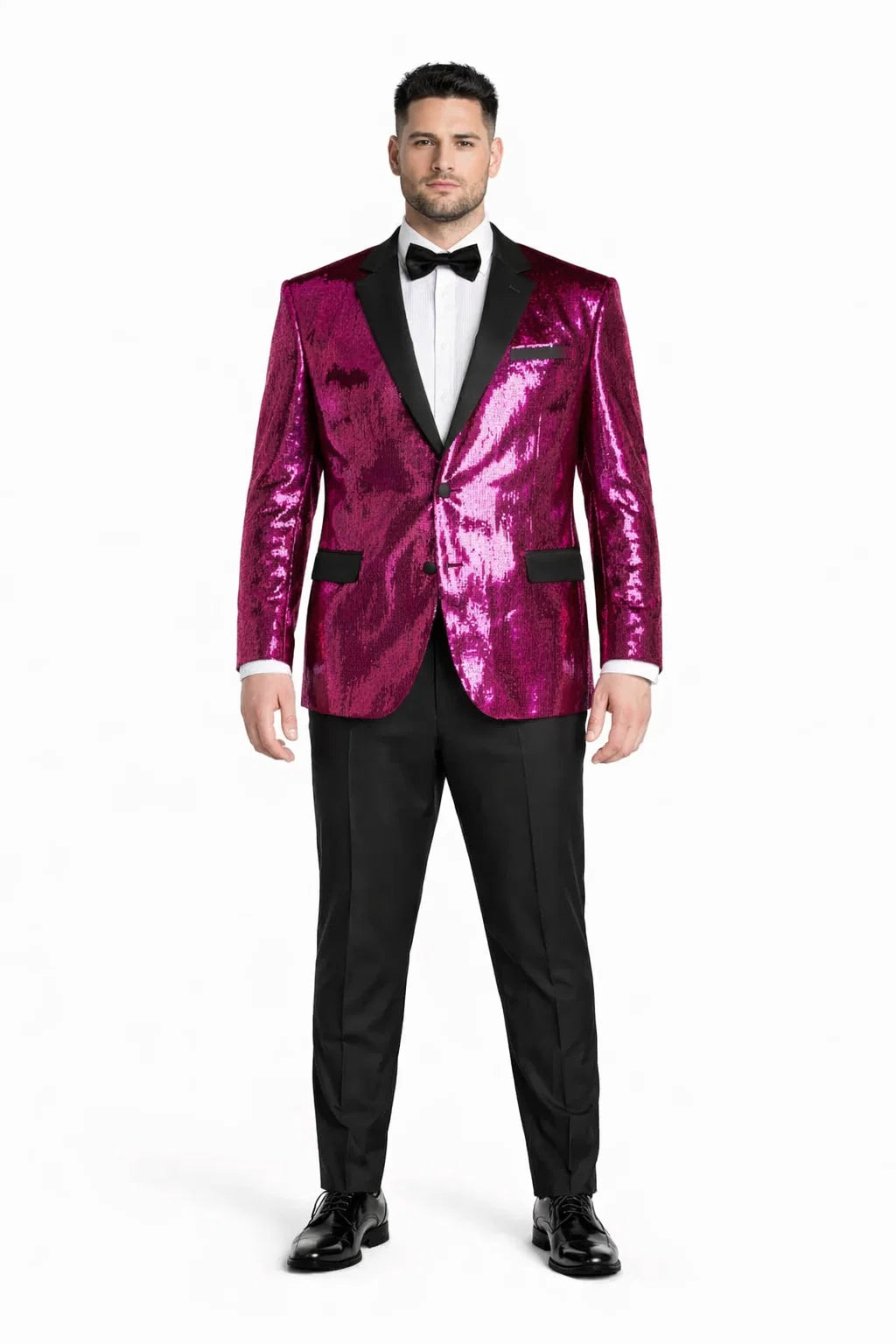 Men's One Button  Hot Pink ~ Fuchsia Sequin Blazer - Sequin Tuxedo - Dinner Jacket - Image 8